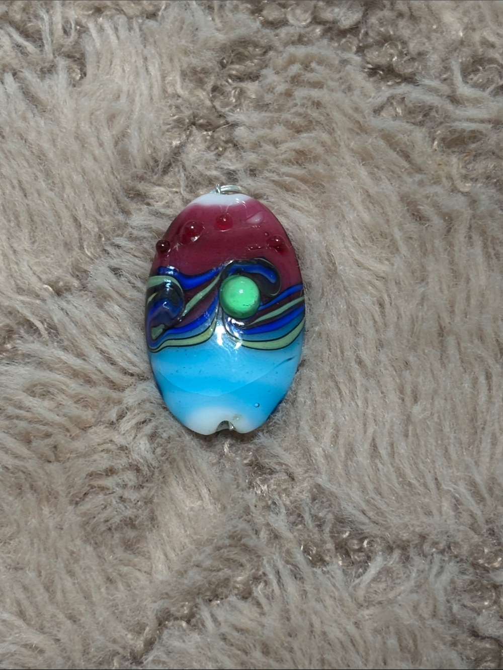 Multicolor Glass Pendant with Wave Design - handmade